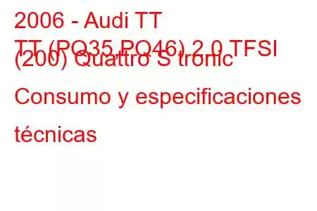 2006 - Audi TT
TT (PQ35,PQ46) 2.0 TFSI (200) Quattro S tronic Consumo y especificaciones técnicas