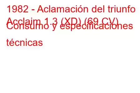 1982 - Aclamación del triunfo
Acclaim 1.3 (XD) (69 CV) Consumo y especificaciones técnicas