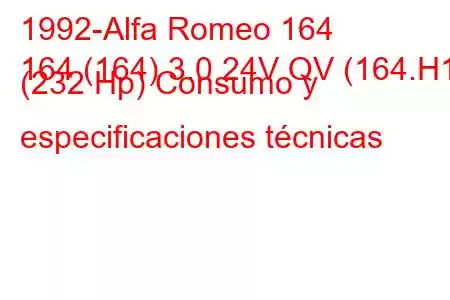 1992-Alfa Romeo 164
164 (164) 3.0 24V QV (164.H1) (232 Hp) Consumo y especificaciones técnicas