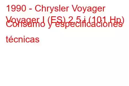 1990 - Chrysler Voyager
Voyager I (ES) 2.5 i (101 Hp) Consumo y especificaciones técnicas