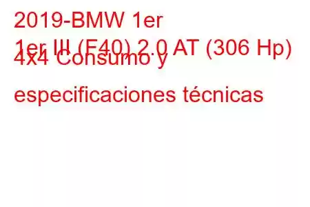 2019-BMW 1er
1er III (F40) 2.0 AT (306 Hp) 4x4 Consumo y especificaciones técnicas