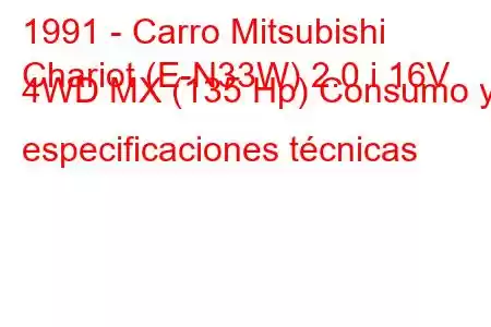 1991 - Carro Mitsubishi
Chariot (E-N33W) 2.0 i 16V 4WD MX (135 Hp) Consumo y especificaciones técnicas