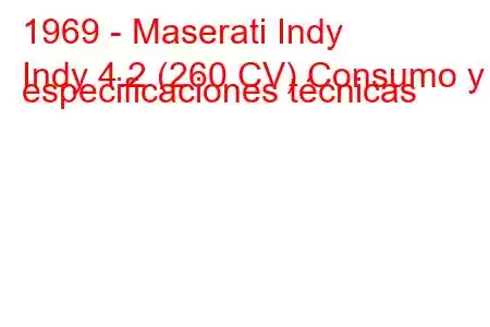 1969 - Maserati Indy
Indy 4.2 (260 CV) Consumo y especificaciones técnicas