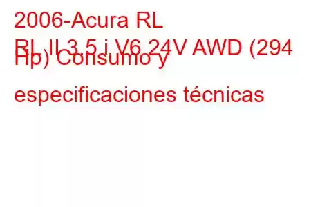 2006-Acura RL
RL II 3.5 i V6 24V AWD (294 Hp) Consumo y especificaciones técnicas