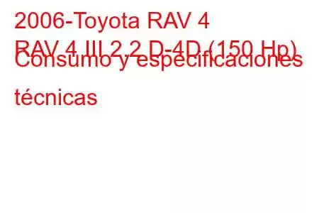 2006-Toyota RAV 4
RAV 4 III 2.2 D-4D (150 Hp) Consumo y especificaciones técnicas