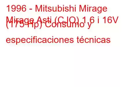 1996 - Mitsubishi Mirage
Mirage Asti (CJO) 1.6 i 16V (175 Hp) Consumo y especificaciones técnicas