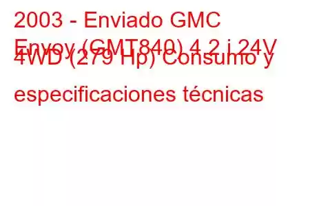 2003 - Enviado GMC
Envoy (GMT840) 4.2 i 24V 4WD (279 Hp) Consumo y especificaciones técnicas