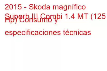 2015 - Skoda magnífico
Superb III Combi 1.4 MT (125 Hp) Consumo y especificaciones técnicas