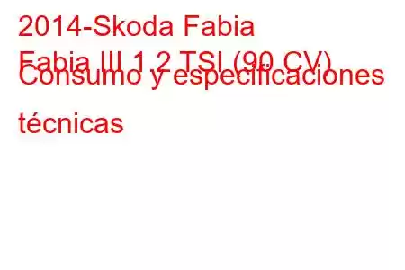 2014-Skoda Fabia
Fabia III 1.2 TSI (90 CV) Consumo y especificaciones técnicas