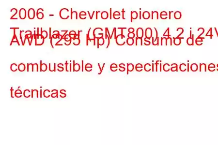 2006 - Chevrolet pionero
Trailblazer (GMT800) 4.2 i 24V AWD (295 Hp) Consumo de combustible y especificaciones técnicas