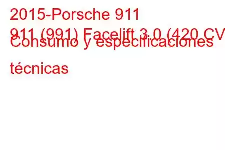 2015-Porsche 911
911 (991) Facelift 3.0 (420 CV) Consumo y especificaciones técnicas