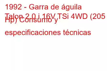 1992 - Garra de águila
Talon 2.0 i 16V TSi 4WD (205 Hp) Consumo y especificaciones técnicas