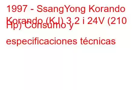 1997 - SsangYong Korando
Korando (KJ) 3.2 i 24V (210 Hp) Consumo y especificaciones técnicas