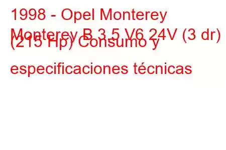 1998 - Opel Monterey
Monterey B 3.5 V6 24V (3 dr) (215 Hp) Consumo y especificaciones técnicas