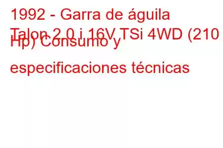 1992 - Garra de águila
Talon 2.0 i 16V TSi 4WD (210 Hp) Consumo y especificaciones técnicas