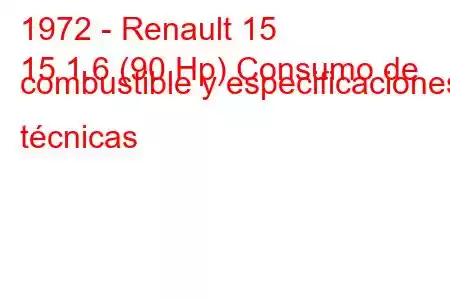 1972 - Renault 15
15 1.6 (90 Hp) Consumo de combustible y especificaciones técnicas