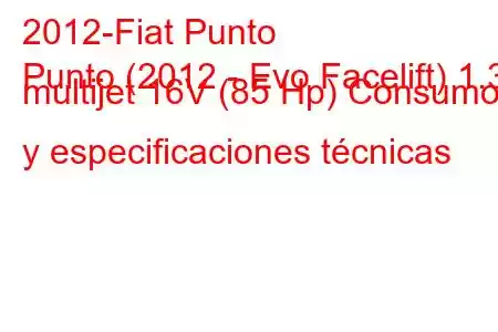 2012-Fiat Punto
Punto (2012 - Evo Facelift) 1.3 multijet 16V (85 Hp) Consumo y especificaciones técnicas