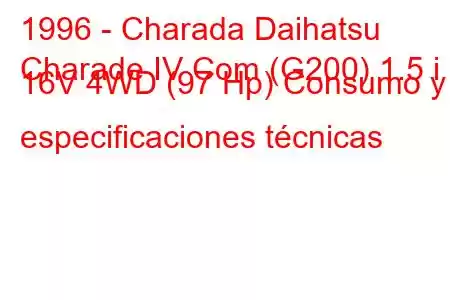 1996 - Charada Daihatsu
Charade IV Com (G200) 1.5 i 16V 4WD (97 Hp) Consumo y especificaciones técnicas