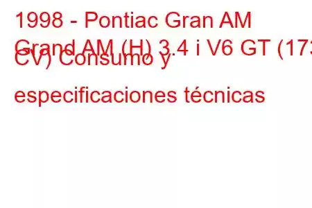 1998 - Pontiac Gran AM
Grand AM (H) 3.4 i V6 GT (173 CV) Consumo y especificaciones técnicas