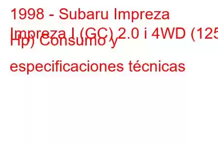 1998 - Subaru Impreza
Impreza I (GC) 2.0 i 4WD (125 Hp) Consumo y especificaciones técnicas