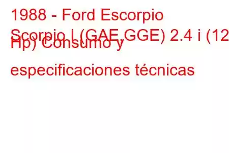 1988 - Ford Escorpio
Scorpio I (GAE,GGE) 2.4 i (125 Hp) Consumo y especificaciones técnicas