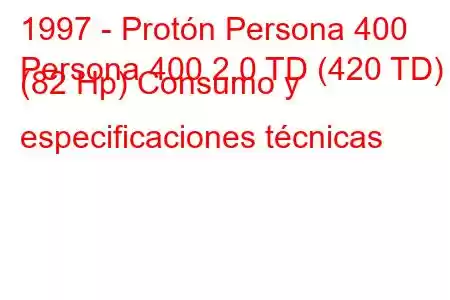 1997 - Protón Persona 400
Persona 400 2.0 TD (420 TD) (82 Hp) Consumo y especificaciones técnicas