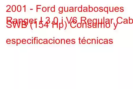 2001 - Ford guardabosques
Ranger I 3.0 i V6 Regular Cab SWB (154 Hp) Consumo y especificaciones técnicas