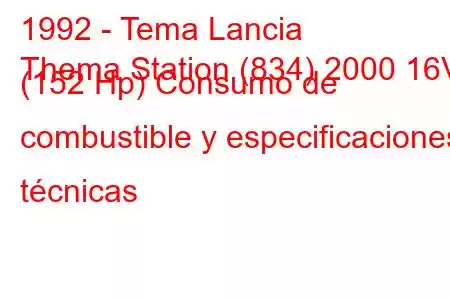 1992 - Tema Lancia
Thema Station (834) 2000 16V (152 Hp) Consumo de combustible y especificaciones técnicas