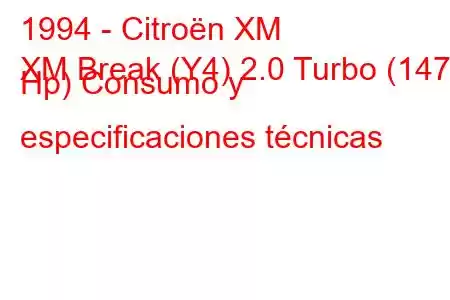 1994 - Citroën XM
XM Break (Y4) 2.0 Turbo (147 Hp) Consumo y especificaciones técnicas