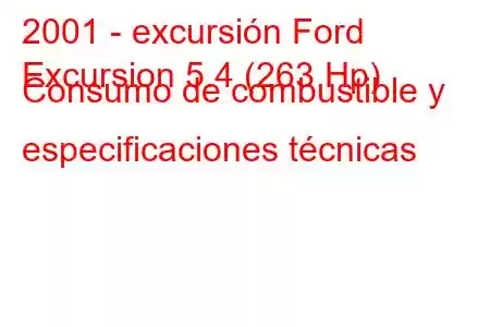 2001 - excursión Ford
Excursion 5.4 (263 Hp) Consumo de combustible y especificaciones técnicas