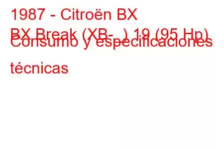 1987 - Citroën BX
BX Break (XB-_) 19 (95 Hp) Consumo y especificaciones técnicas