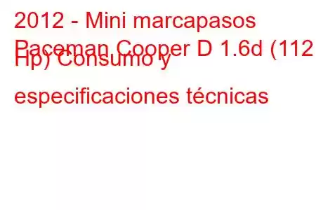 2012 - Mini marcapasos
Paceman Cooper D 1.6d (112 Hp) Consumo y especificaciones técnicas