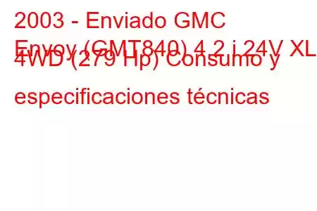 2003 - Enviado GMC
Envoy (GMT840) 4.2 i 24V XL 4WD (279 Hp) Consumo y especificaciones técnicas