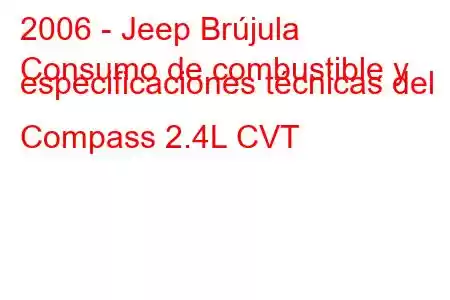 2006 - Jeep Brújula
Consumo de combustible y especificaciones técnicas del Compass 2.4L CVT