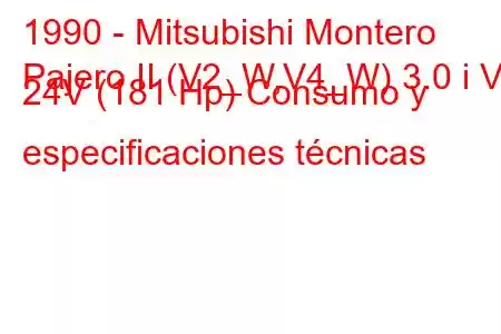 1990 - Mitsubishi Montero
Pajero II (V2_W,V4_W) 3.0 i V6 24V (181 Hp) Consumo y especificaciones técnicas