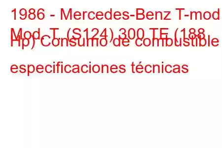 1986 - Mercedes-Benz T-mod.
Mod. T. (S124) 300 TE (188 Hp) Consumo de combustible y especificaciones técnicas