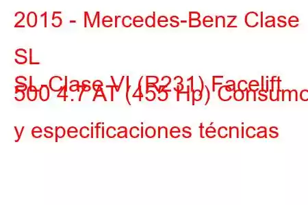 2015 - Mercedes-Benz Clase SL
SL-Clase VI (R231) Facelift 500 4.7 AT (455 Hp) Consumo y especificaciones técnicas