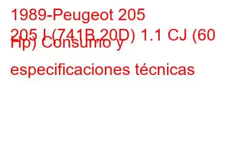 1989-Peugeot 205
205 I (741B,20D) 1.1 CJ (60 Hp) Consumo y especificaciones técnicas