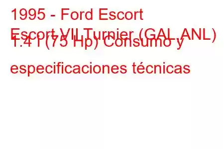 1995 - Ford Escort
Escort VII Turnier (GAL,ANL) 1.4 i (75 Hp) Consumo y especificaciones técnicas