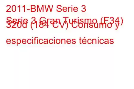 2011-BMW Serie 3
Serie 3 Gran Turismo (F34) 320d (184 CV) Consumo y especificaciones técnicas