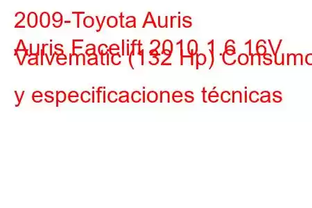 2009-Toyota Auris
Auris Facelift 2010 1.6 16V Valvematic (132 Hp) Consumo y especificaciones técnicas