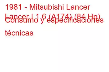 1981 - Mitsubishi Lancer
Lancer I 1.6 (A174) (84 Hp) Consumo y especificaciones técnicas