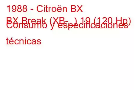 1988 - Citroën BX
BX Break (XB-_) 19 (120 Hp) Consumo y especificaciones técnicas