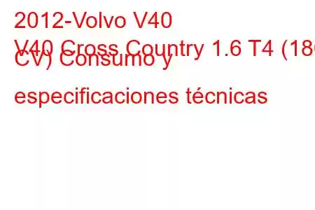 2012-Volvo V40
V40 Cross Country 1.6 T4 (180 CV) Consumo y especificaciones técnicas