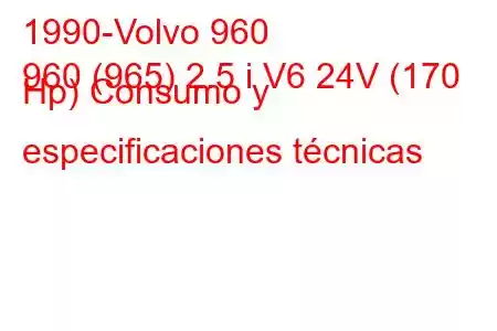 1990-Volvo 960
960 (965) 2.5 i V6 24V (170 Hp) Consumo y especificaciones técnicas