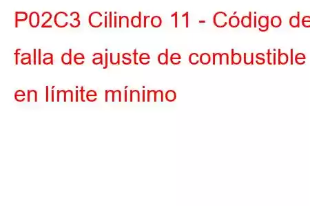 P02C3 Cilindro 11 - Código de falla de ajuste de combustible en límite mínimo