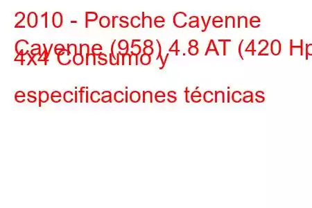 2010 - Porsche Cayenne
Cayenne (958) 4.8 AT (420 Hp) 4x4 Consumo y especificaciones técnicas