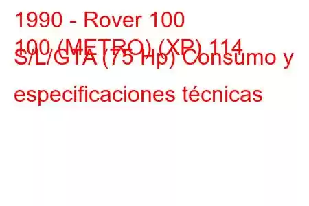 1990 - Rover 100
100 (METRO) (XP) 114 S/L/GTA (75 Hp) Consumo y especificaciones técnicas