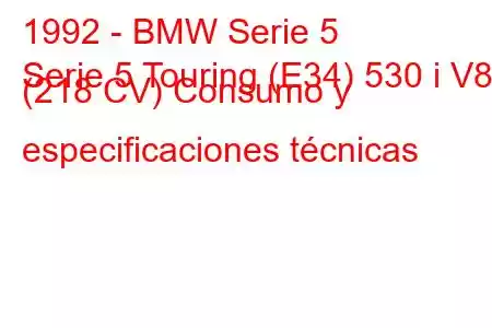 1992 - BMW Serie 5
Serie 5 Touring (E34) 530 i V8 (218 CV) Consumo y especificaciones técnicas