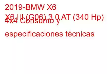 2019-BMW X6
X6 III (G06) 3.0 AT (340 Hp) 4x4 Consumo y especificaciones técnicas